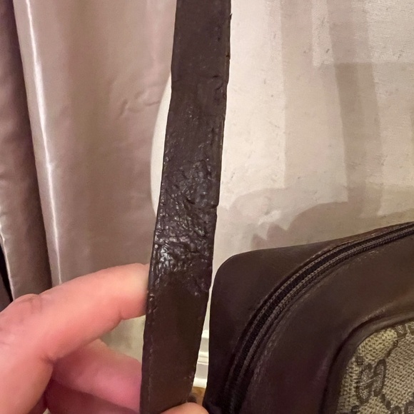 Vintage Gucci Coated Canvas Web Sherry Line Crossbody Shoulder Bag Brown Tan - Picture 11 of 16